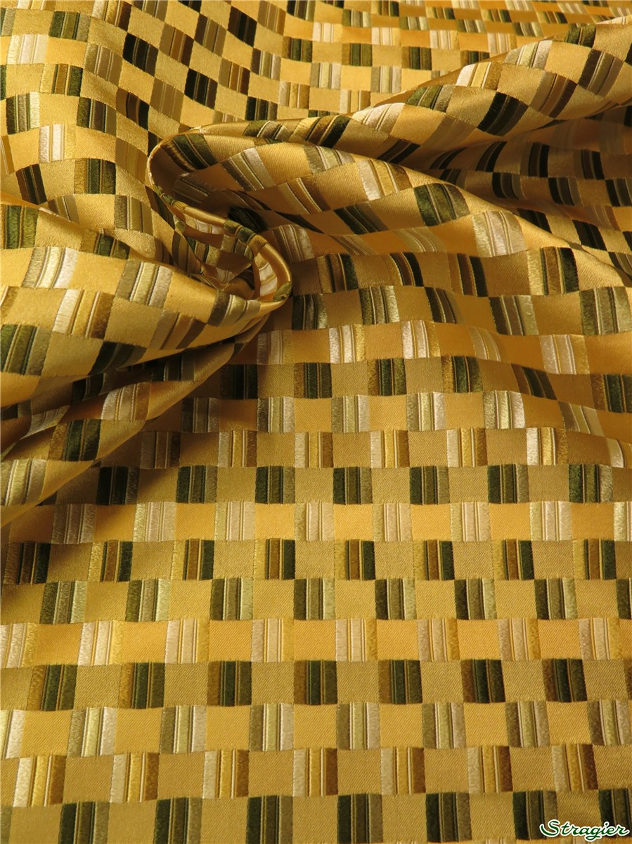 Brocart de Soie - Carrés Artistiques - Jaune et Kiwi 