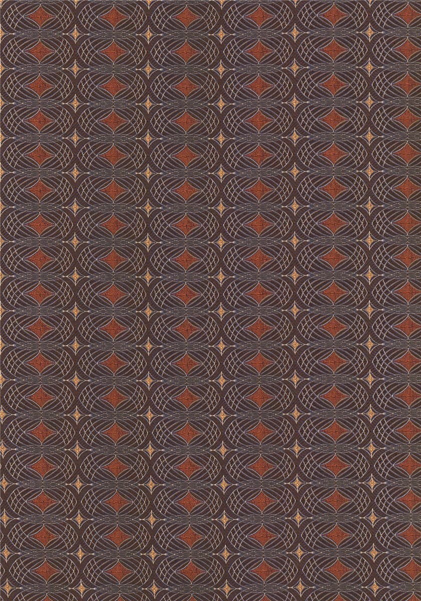 Brocart de Soie - Graphe - Marine - Chocolat 