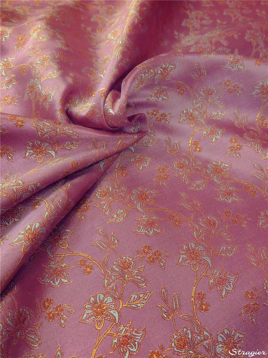 Brocart de Soie - Lison - Lillas Rosé - Orange - Bleu Clair