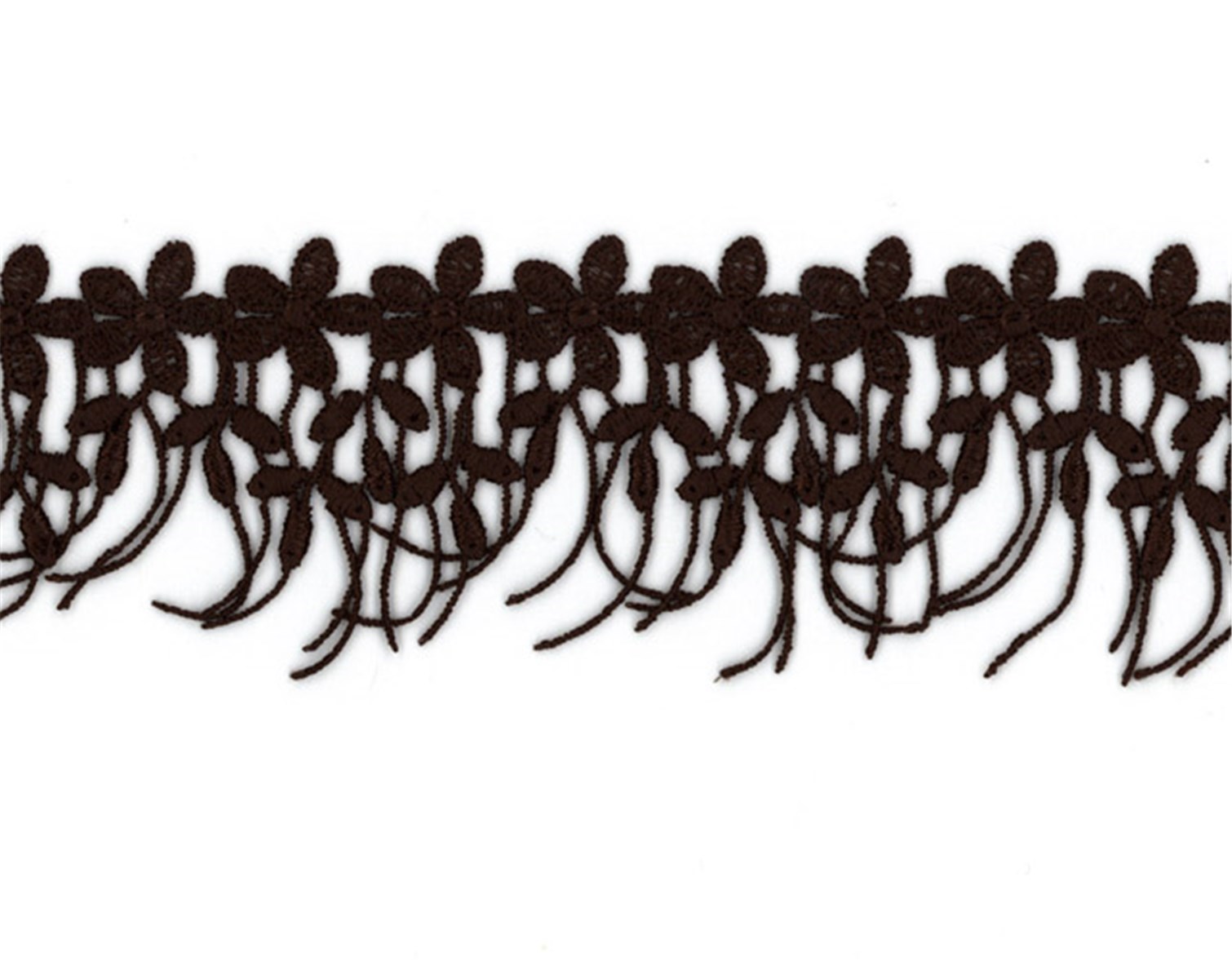 Galon brodé de motifs libres - Caro - Chocolat - 50 mm