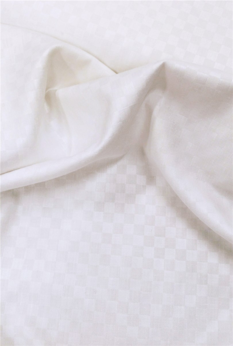 Toile Frappé - Carrés - Blanc -défaut plis marqué - Prix réduit