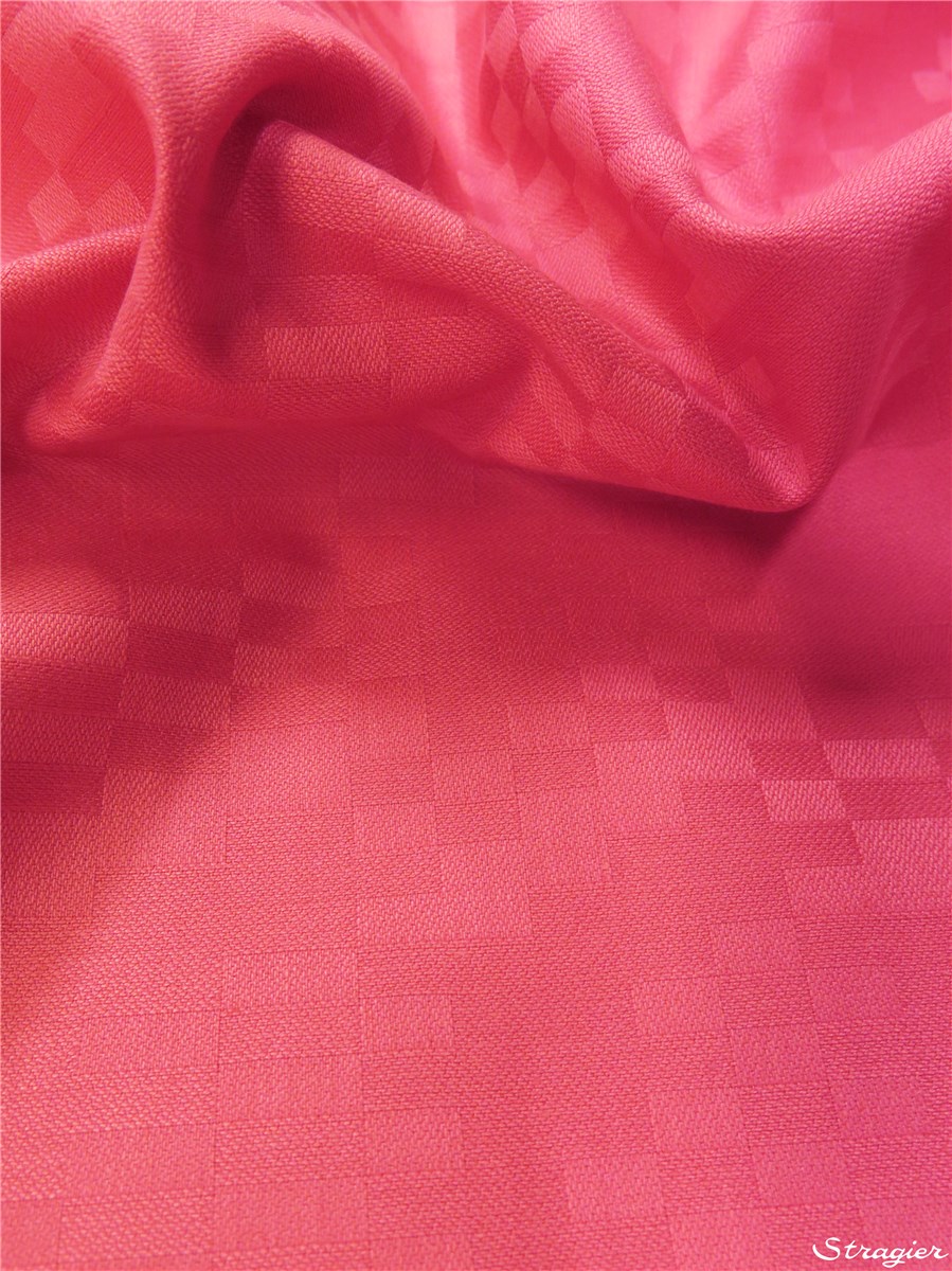Damassé Lin et Coton - Rectangles - Rose -défaut plis marqué - Prix réduit