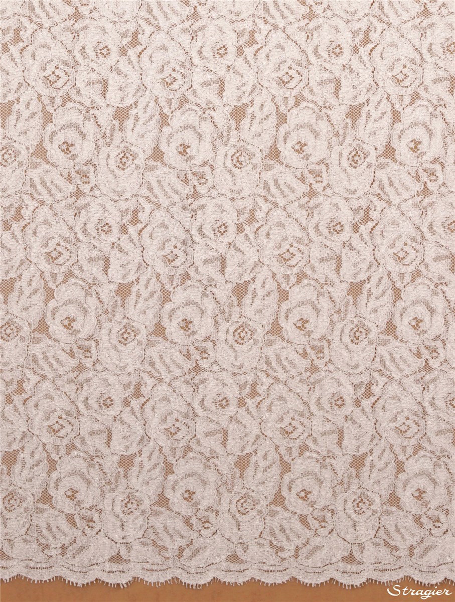 Dentelle de Calais brodée cordonnet - 010493 - Blanc Doux Stragier - 90 cm