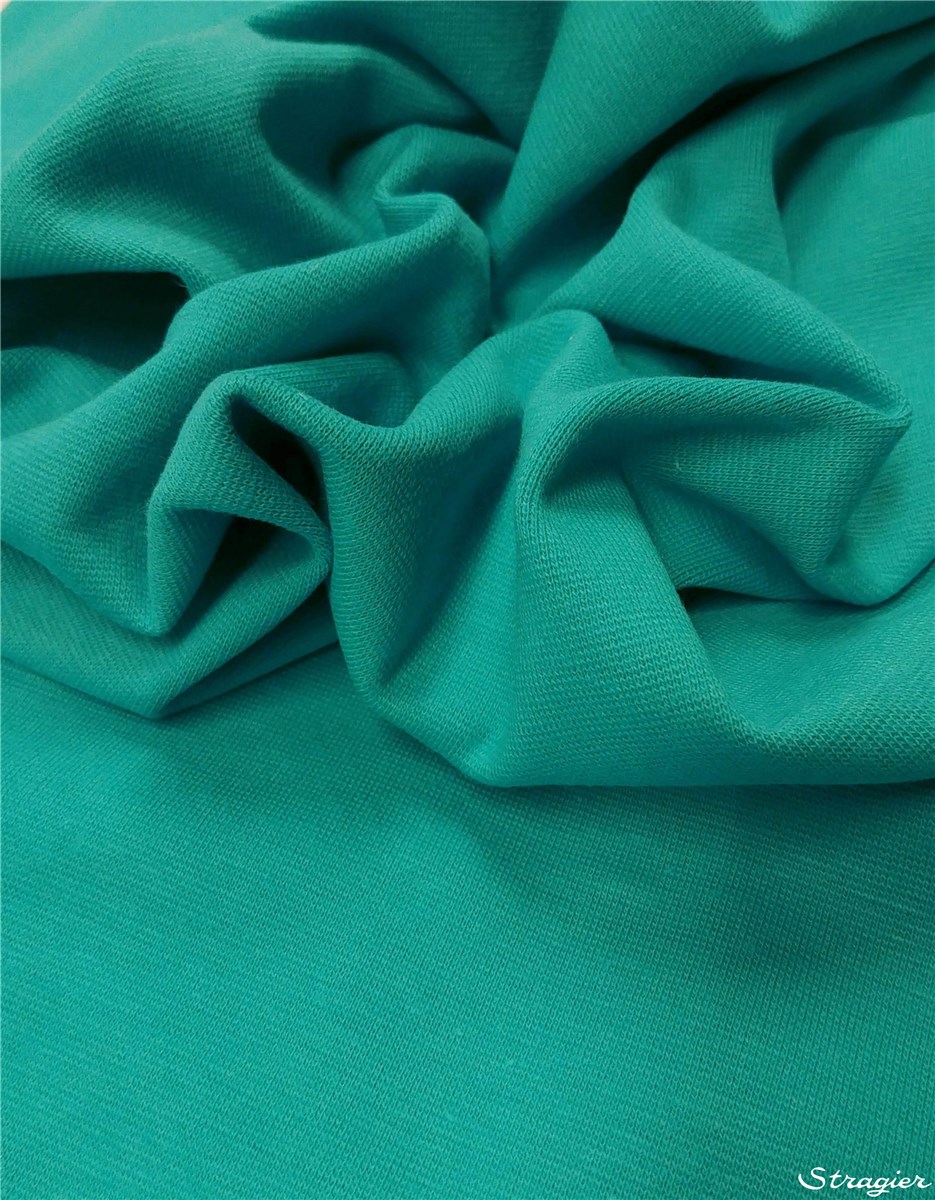 Bord Côte Coton Stretch - Uni - Turquoise Vert