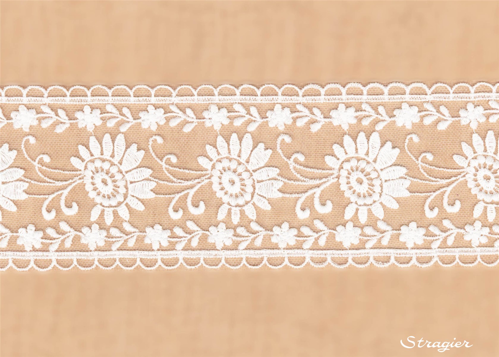Broderie Coton - Celtinne - Ivoire clair Stragier - 75 mm