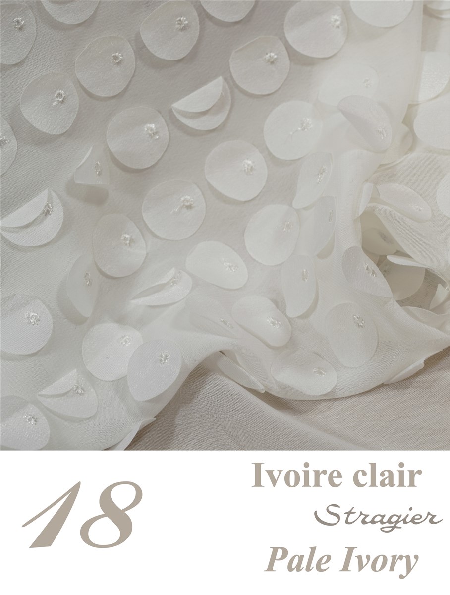 Broderie Relief sur Voile - Pastille - Ivoire clair Stragier 