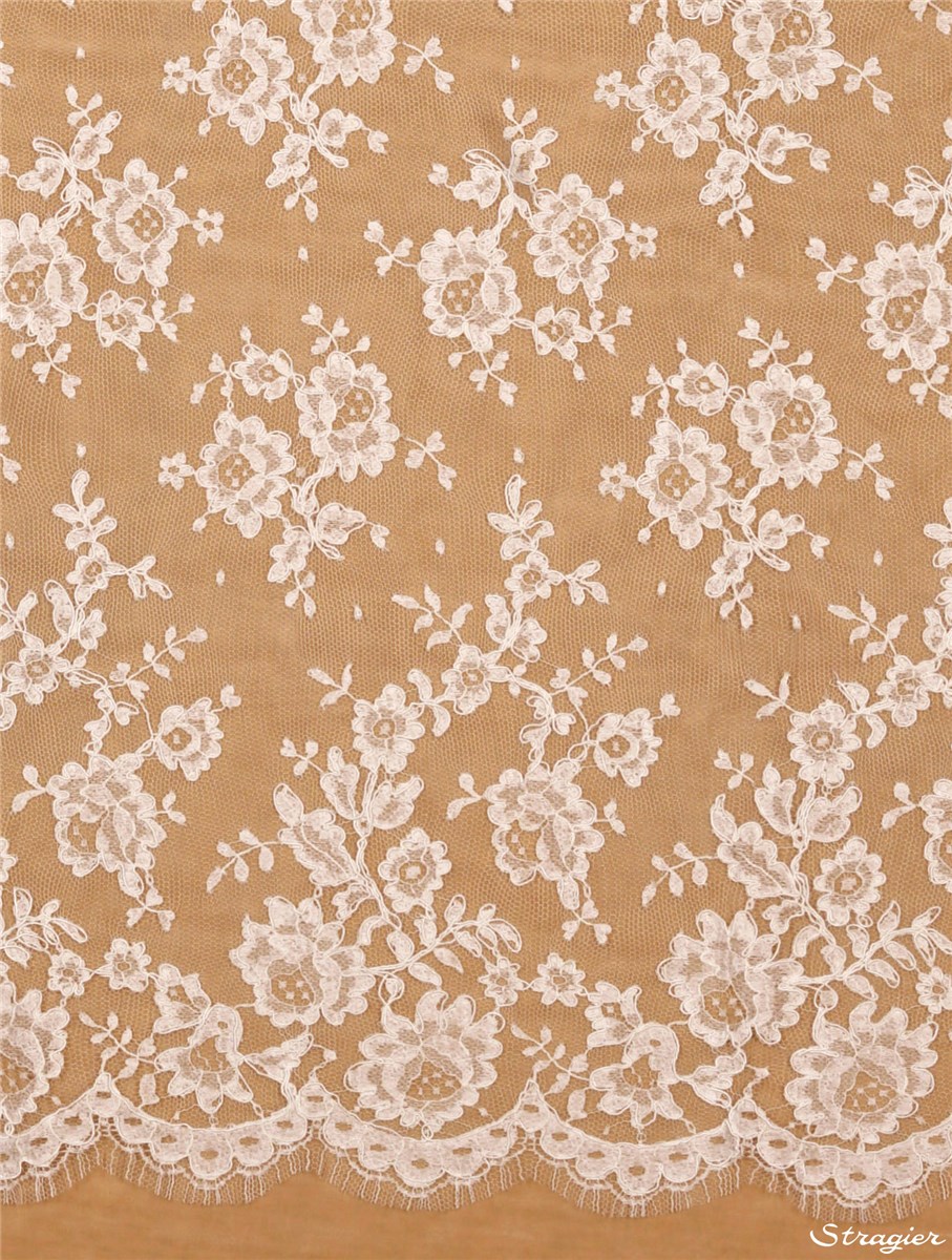 Dentelle de Calais brodée cordonnet - Joplinn - Ivoire Stragier - 90 cm