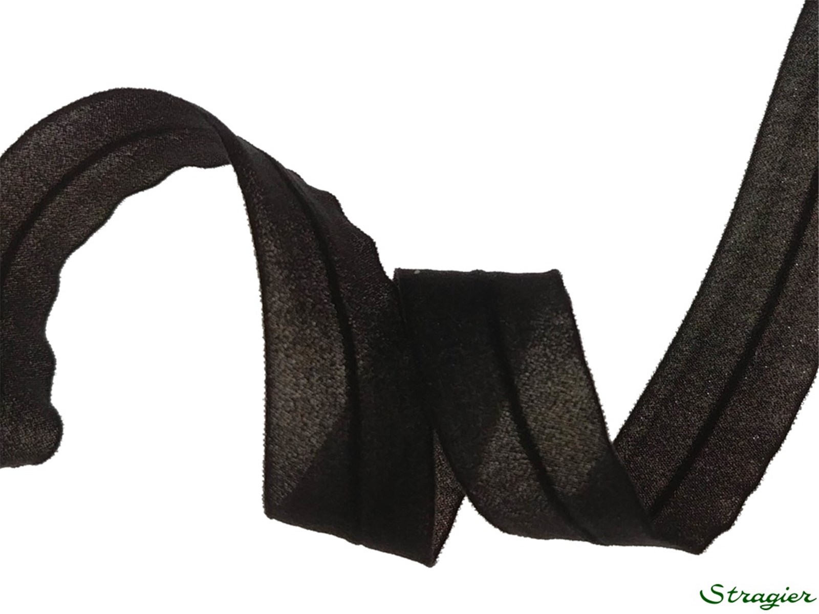 Ruban Mousseline Extensible - Uni - Noir - 16 mm