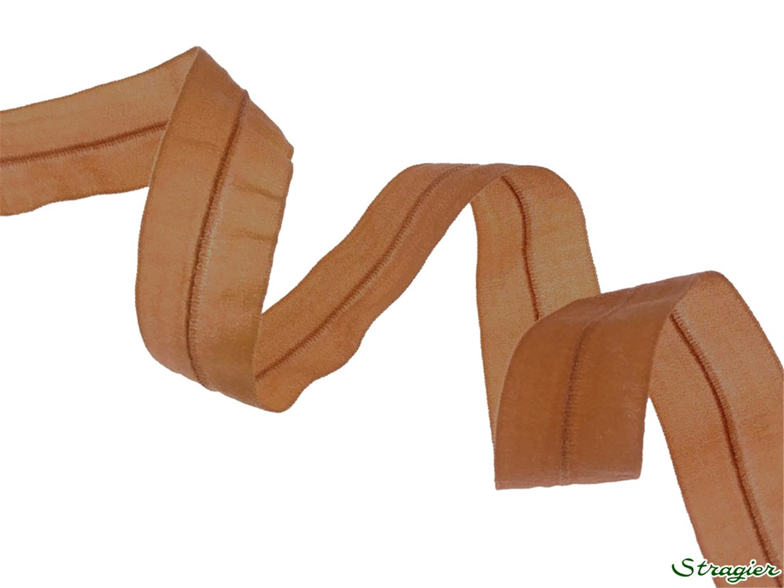 Ruban Mousseline Extensible - Uni - Camel - 16 mm