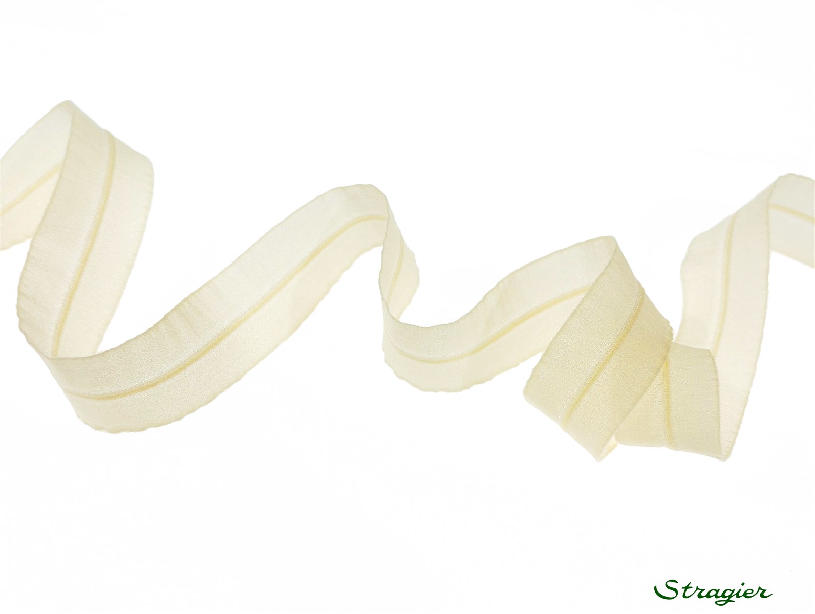Ruban Mousseline Extensible - Uni - Vanille - 16 mm