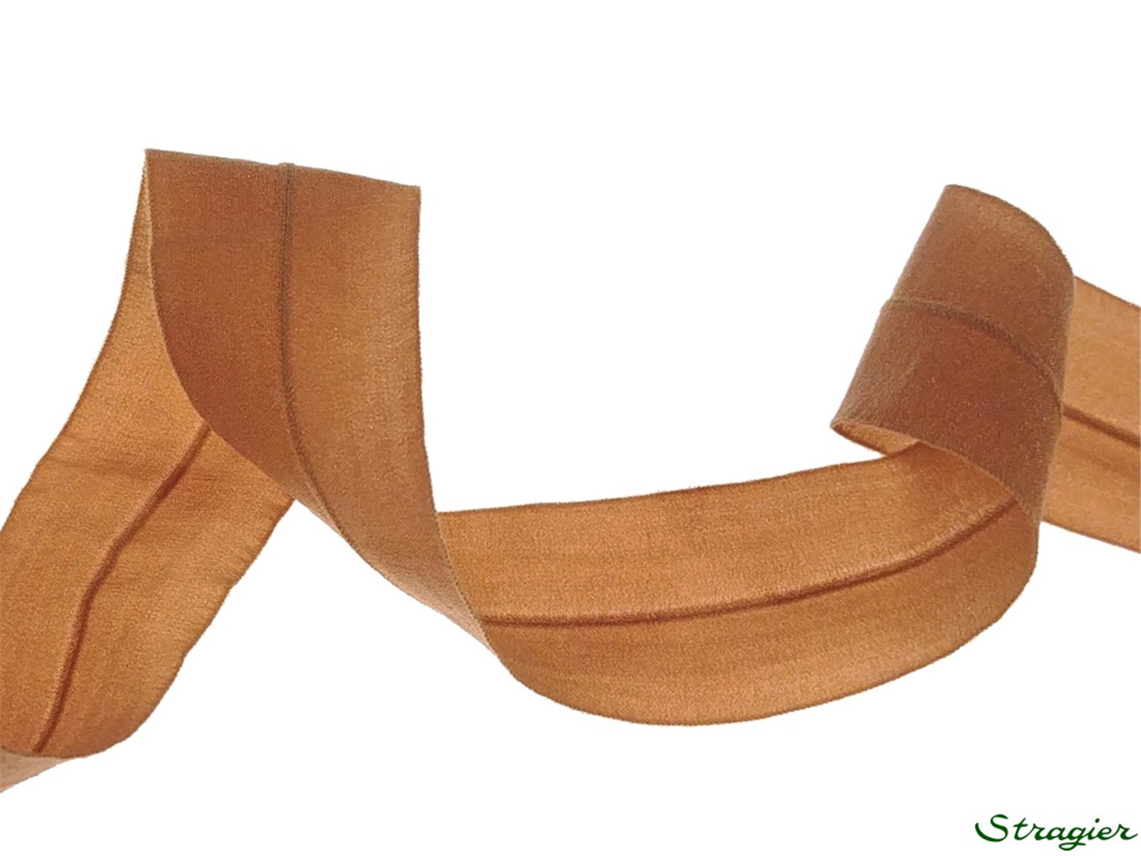 Organza Ribbon - stretch - Plain - Camel - 24 mm
