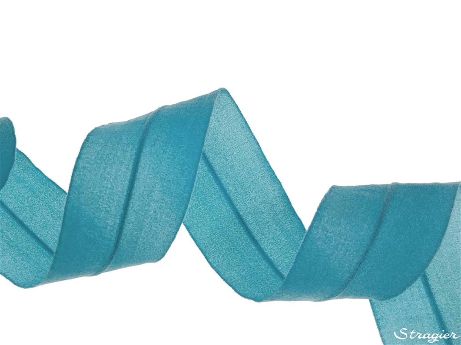 Organza Ribbon - stretch - Plain - Bleu Paon - 24 mm