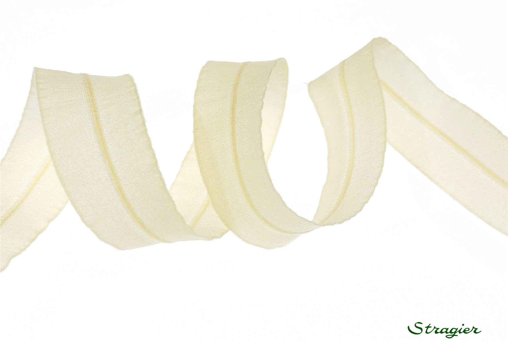 Organza Ribbon - stretch - Plain - Vanille - 24 mm