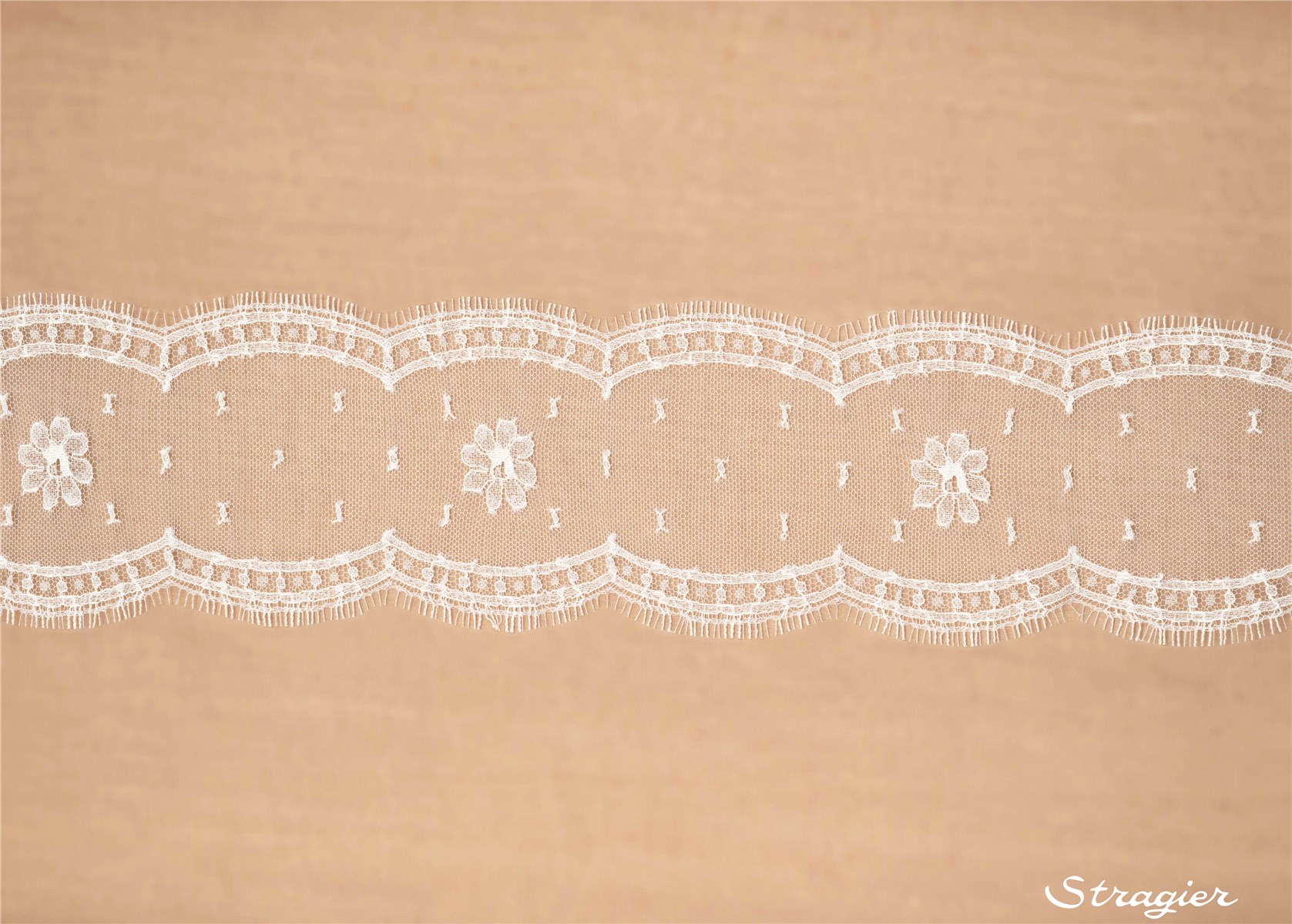 Dentelle Chantilly - Spiriflora - Ivoire Stragier - 10 cm