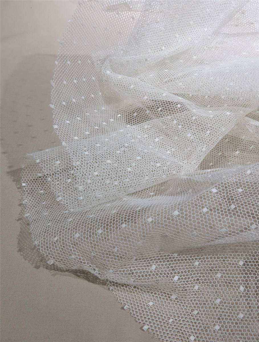 Tulle de Coton Point d'Esprit - Plumetis 1,5mm - Crème Stragier - 135 cm