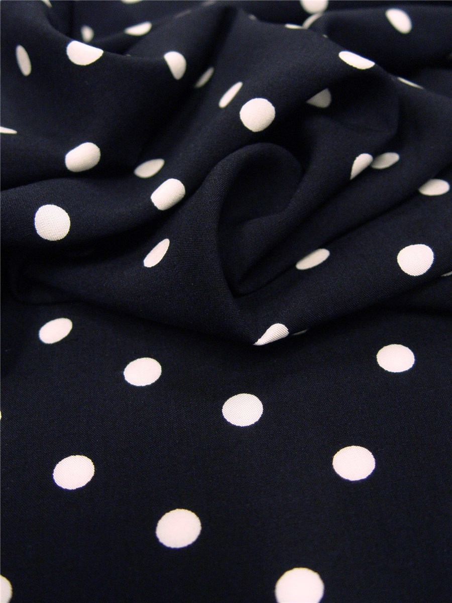 Viscose Poplin - Pois 9mm - Marine - 140 cm