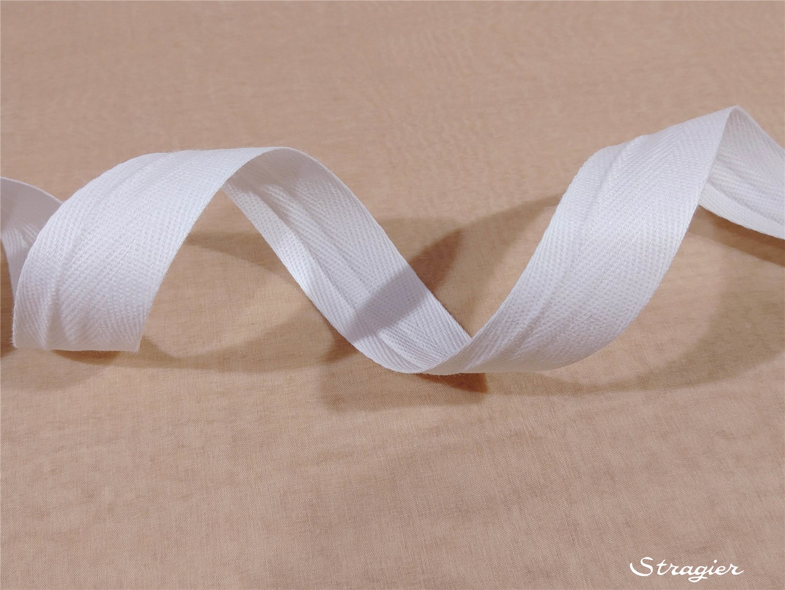 Ruban Coton sergé - uni - blanc - 23 mm