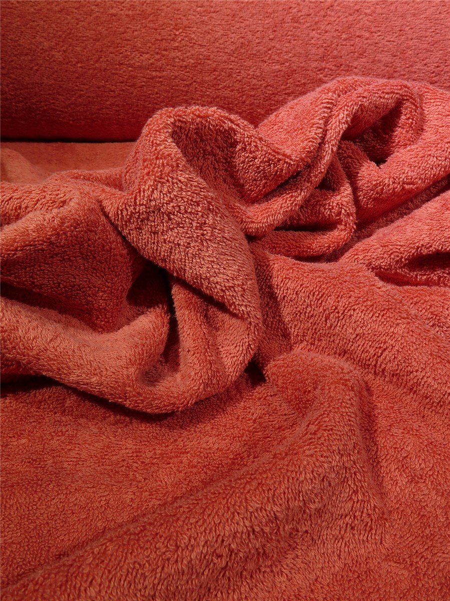 Tissu Eponge moelleux - uni - Corail foncé 