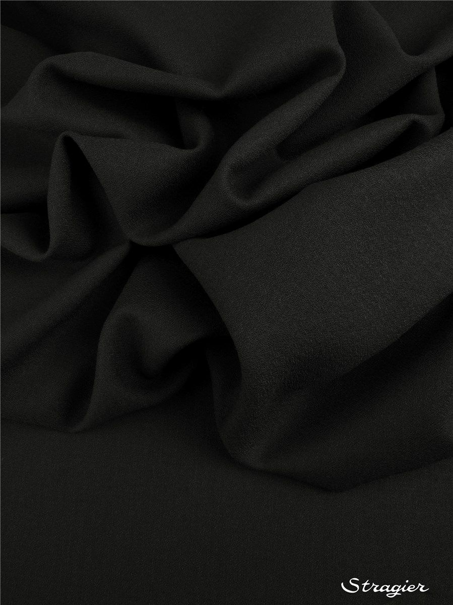 Crêpe pure Laine - uni - Noir