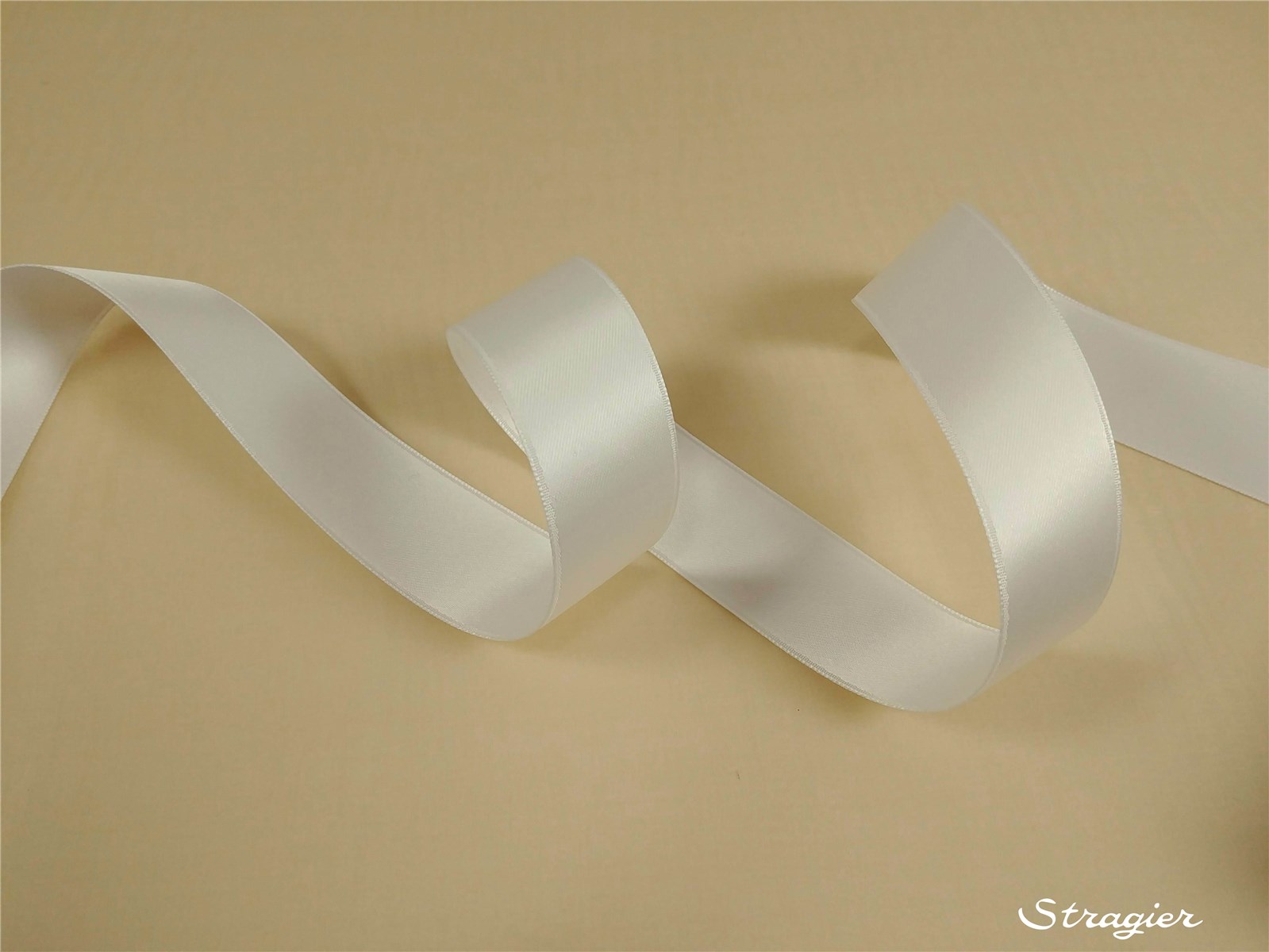 Ruban Satin double face - uni - Ivoire clair Stragier - 25 mm