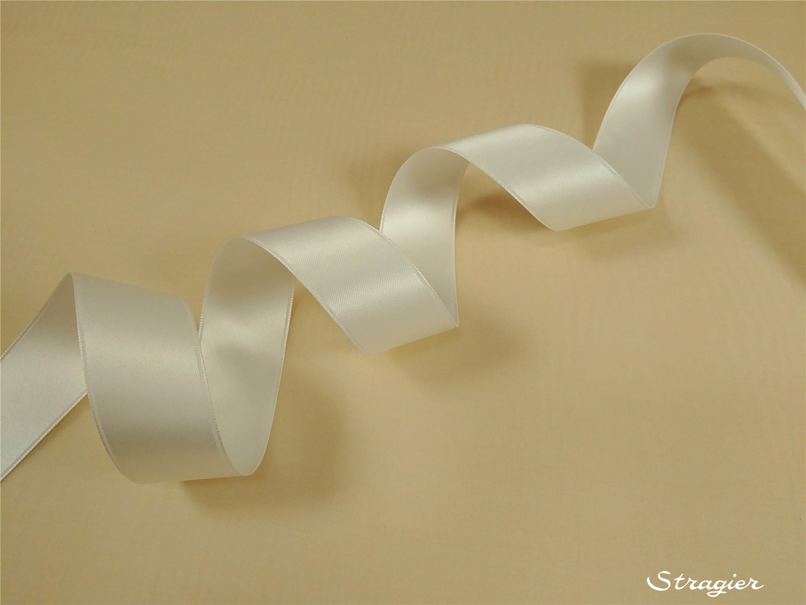 Ruban Satin double face - uni - Ivoire Stragier - 25 mm