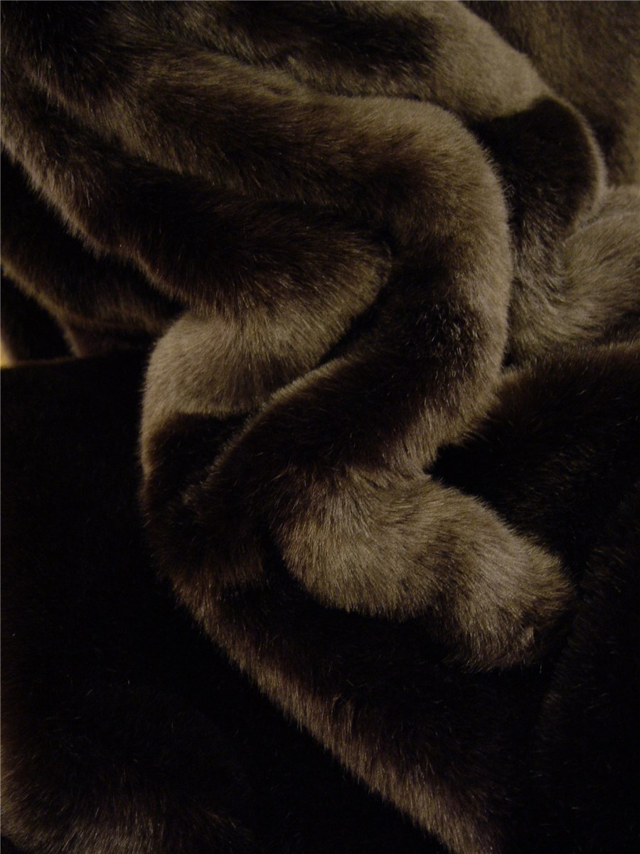 Fourrure Pouchkine ( imitation) - uni - Marron foncé 