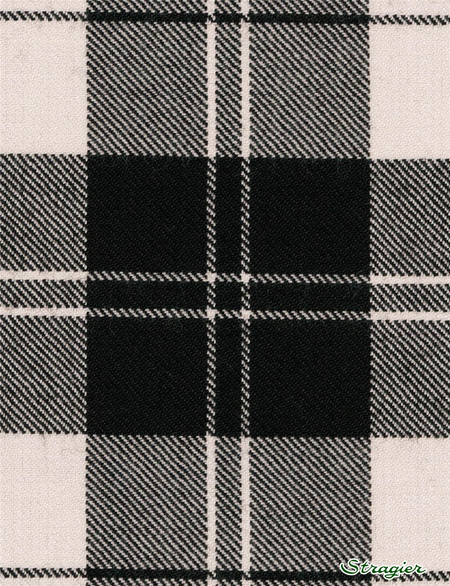 Pure Wool Tartan - Erskine Black and White - -