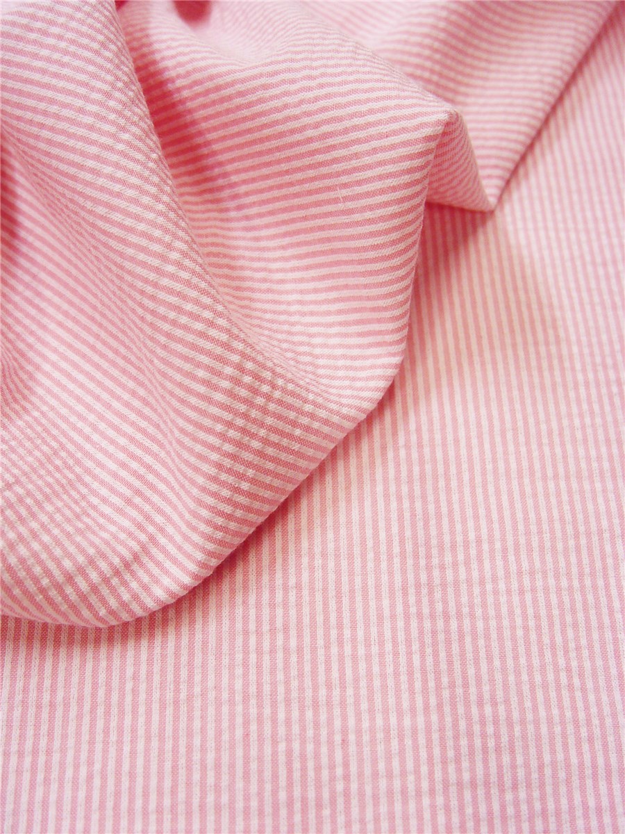 Seersucker - Rayures 1,5 mm - Rose 