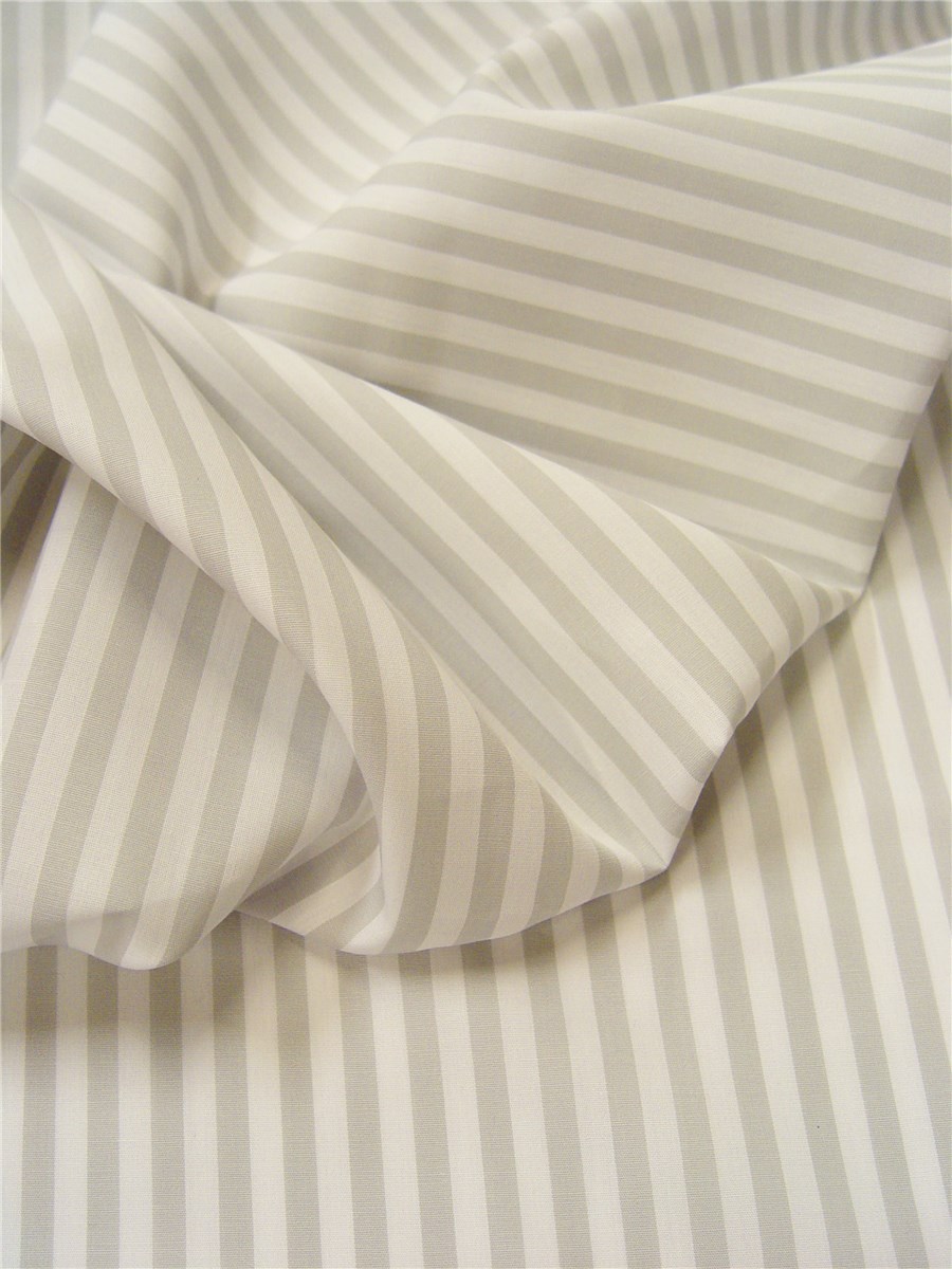 Popeline - Rayure 5 mm - Gris Perle 