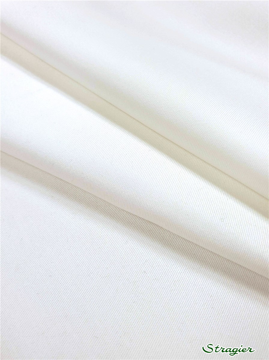 Coton sergé extensible - uni - Ivoire