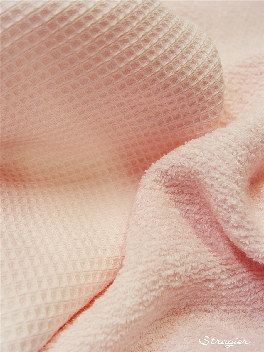 Waffle piqué with terrycloth loops on the back - Plain - Rose