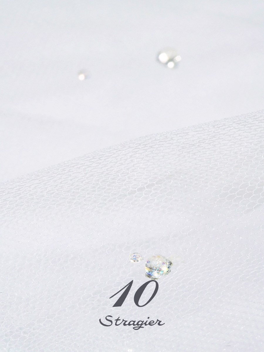 Gouttes d'eau sur Tulle extra fin - Rosée - Blanc optique Stragier - 145 cm