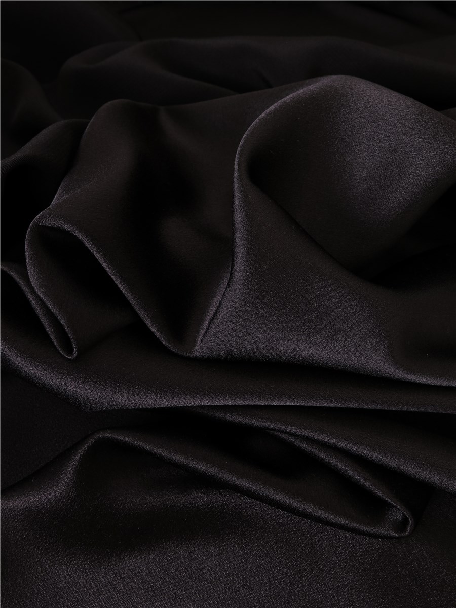 Crêpe Satin Micro - uni - Noir 
