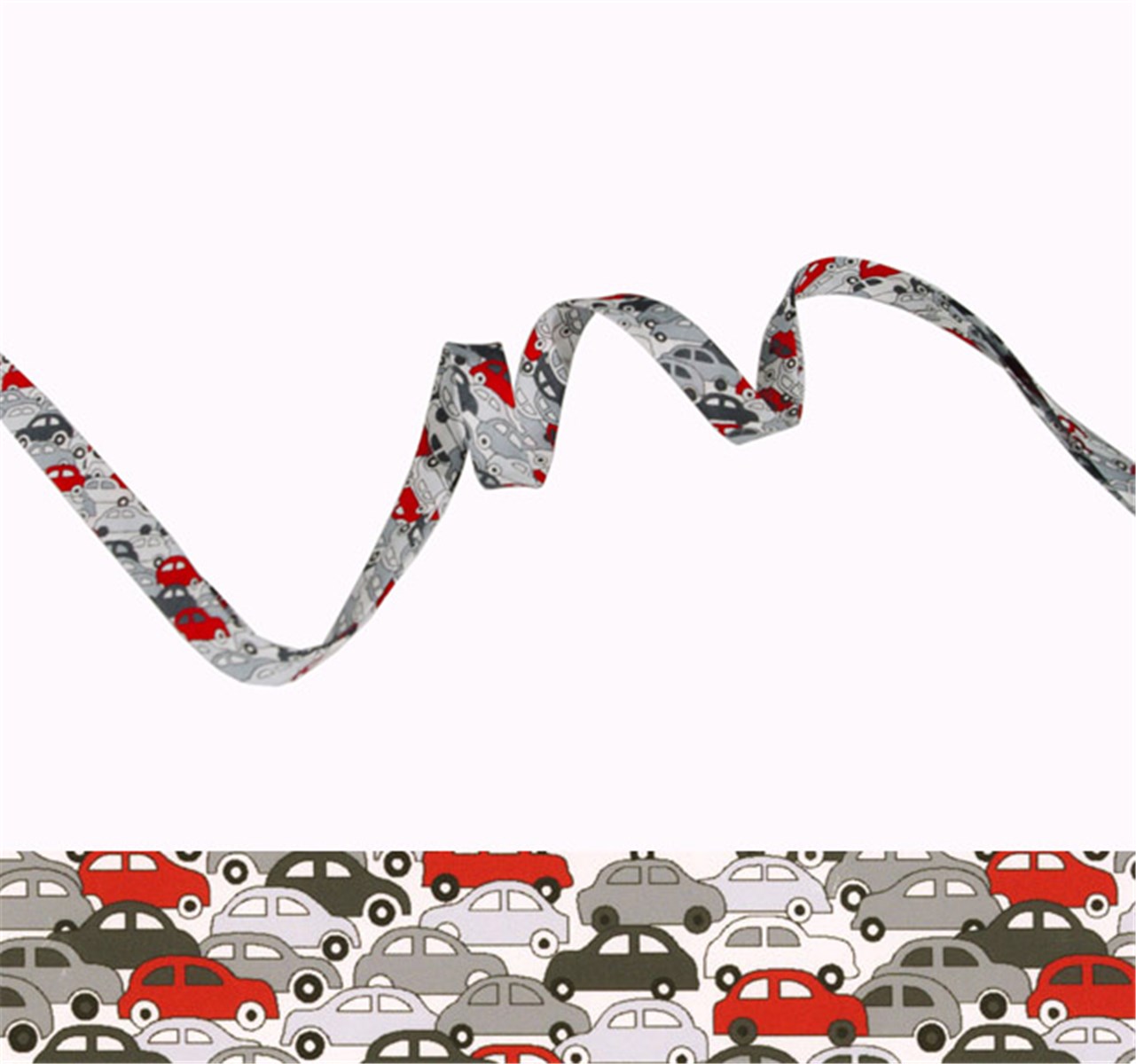 Biais Liberty - 9172 Cars - Red and Silver - 10 mm