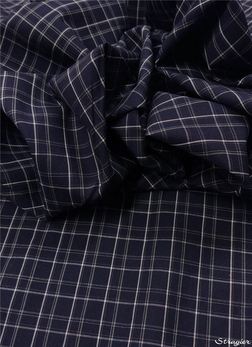 Coton peigné - 011843 - Marine et blanc 