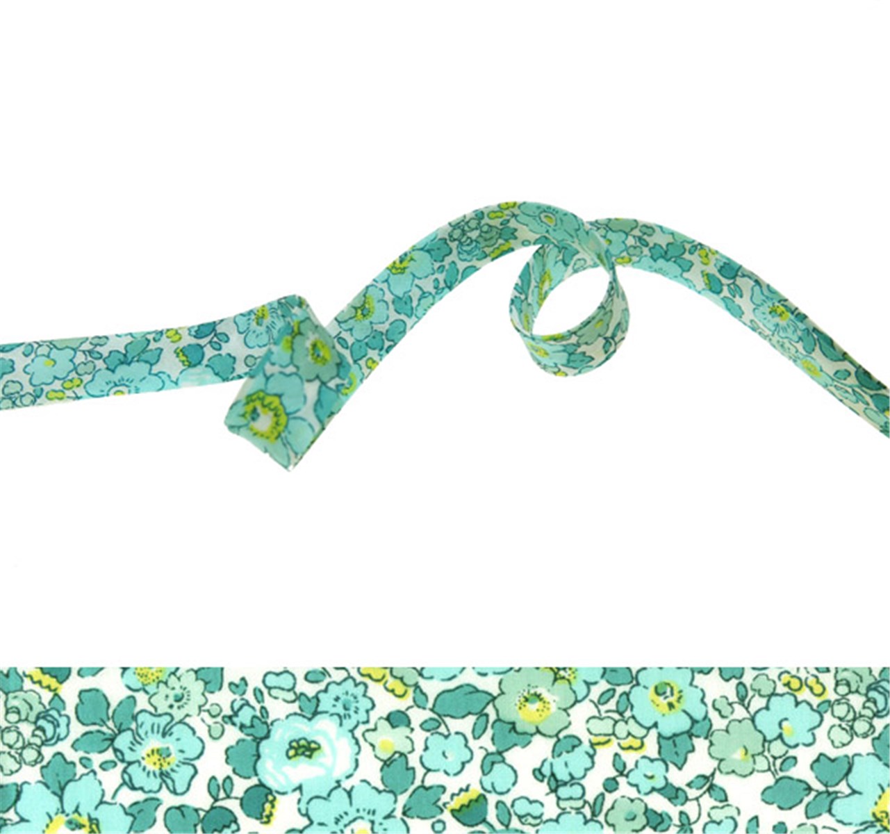 Liberty Bias Binding - 8020 Betsy Ann - Mint and Lemon - 10 mm