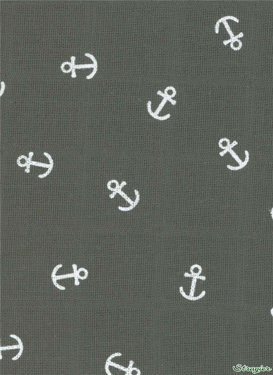 Double Gaze Tetra pur Coton - Ancres - Gris Acier 