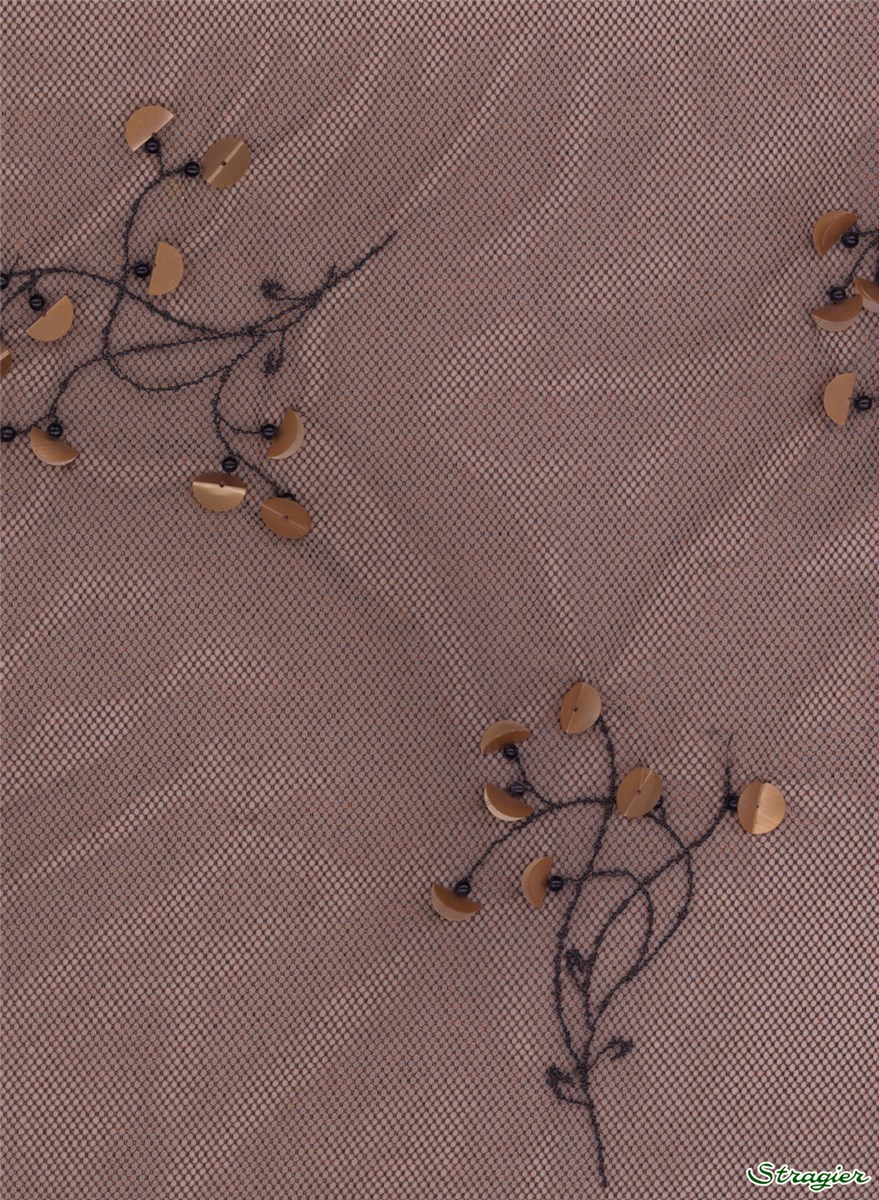 Embroidered Sequin Tulle - Lysandre - Cuivre - 150 cm