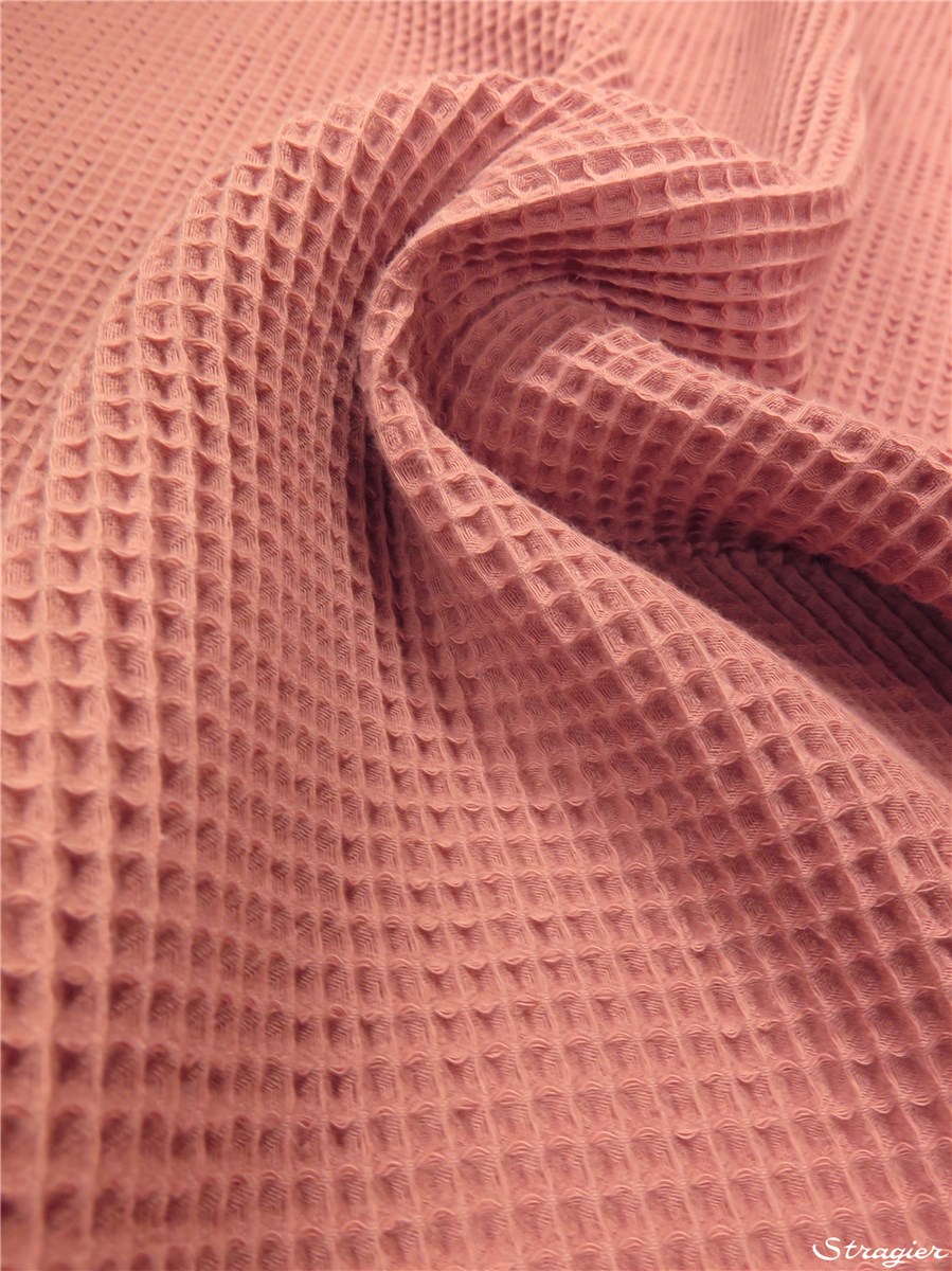 Gaufré Nid d'Abeille pur Coton - 6mm - Uni - Rose des Champs