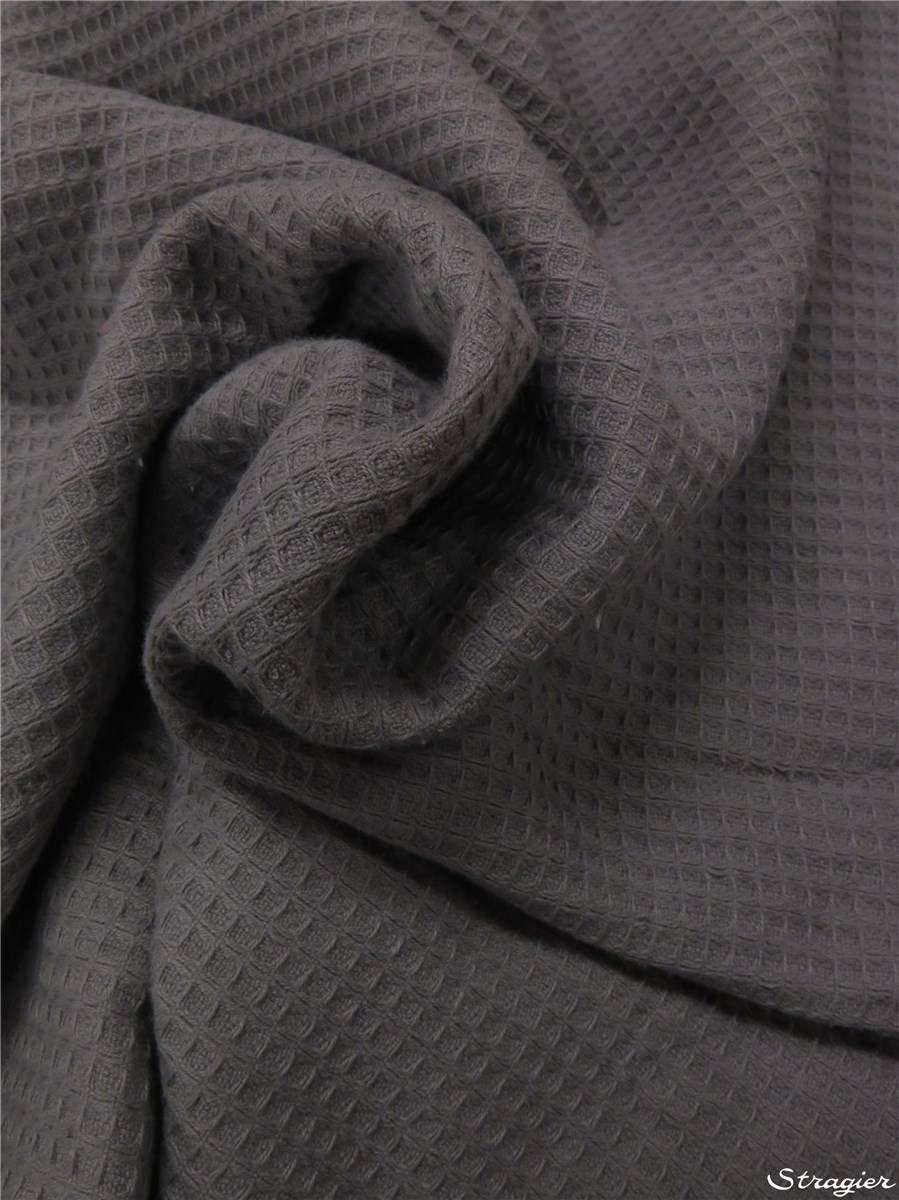 Gaufré Nid d'Abeille pur Coton - 6mm - Uni - Graphite 