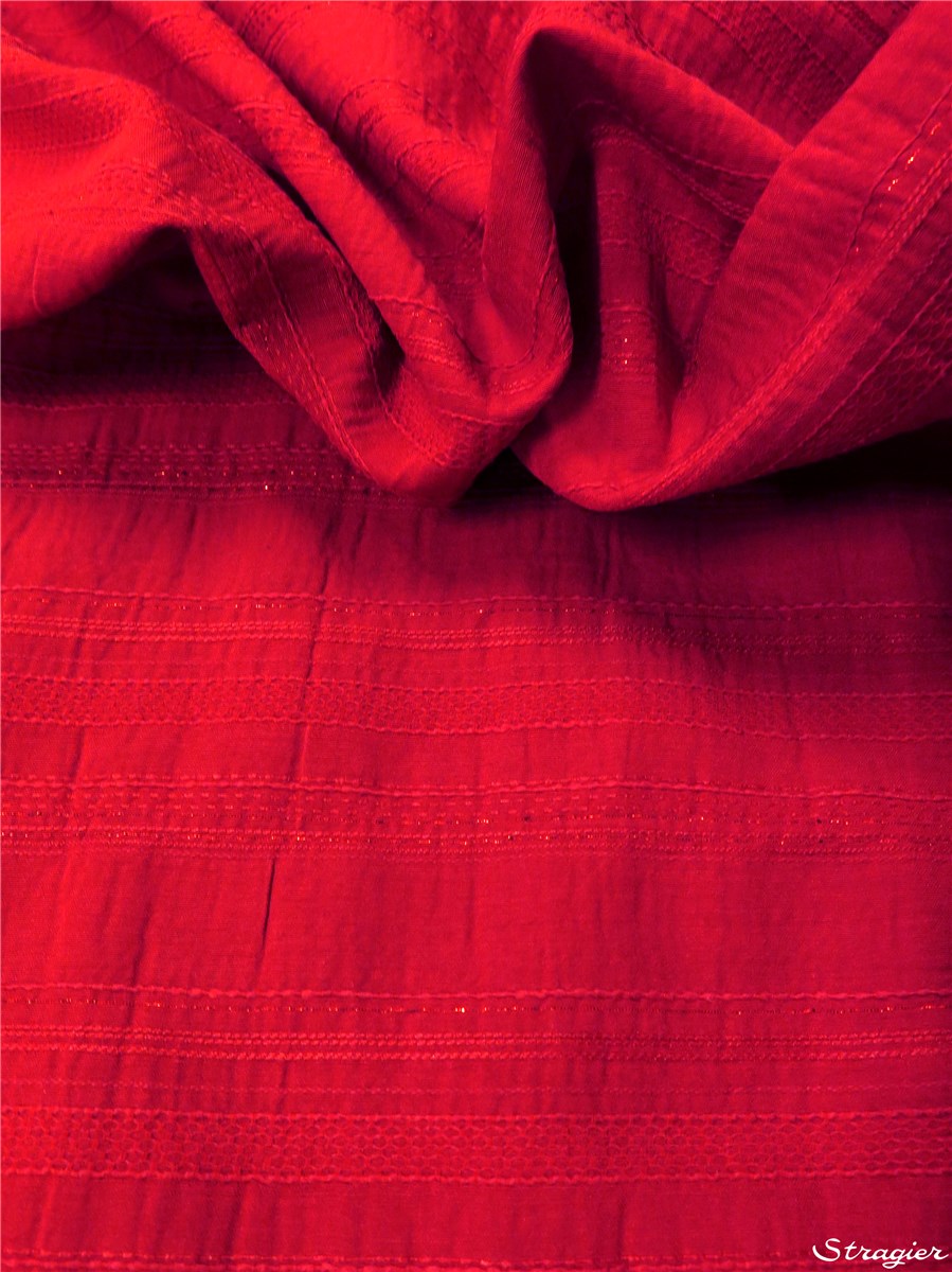 Seersucker Jacquard - uni - Cerise scintillante