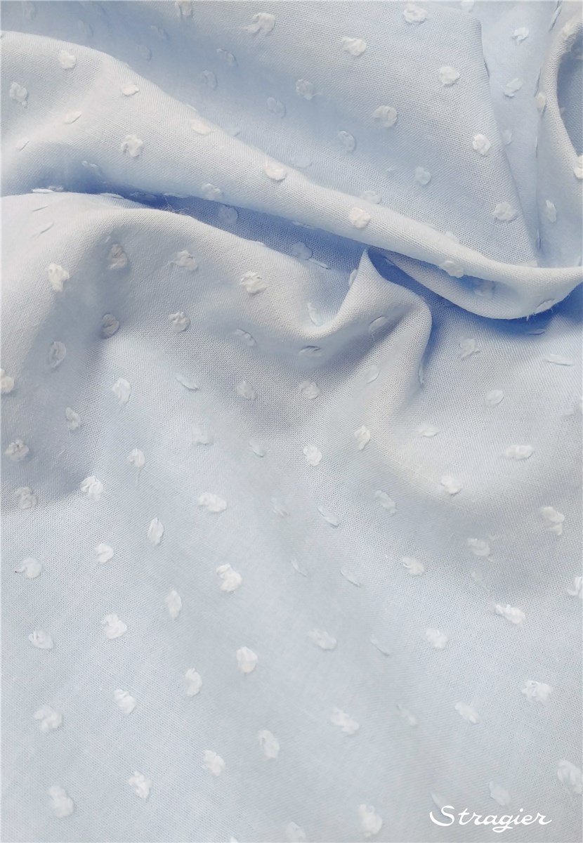 Batiste de Coton Plumetis - uni - Bleu Glacier