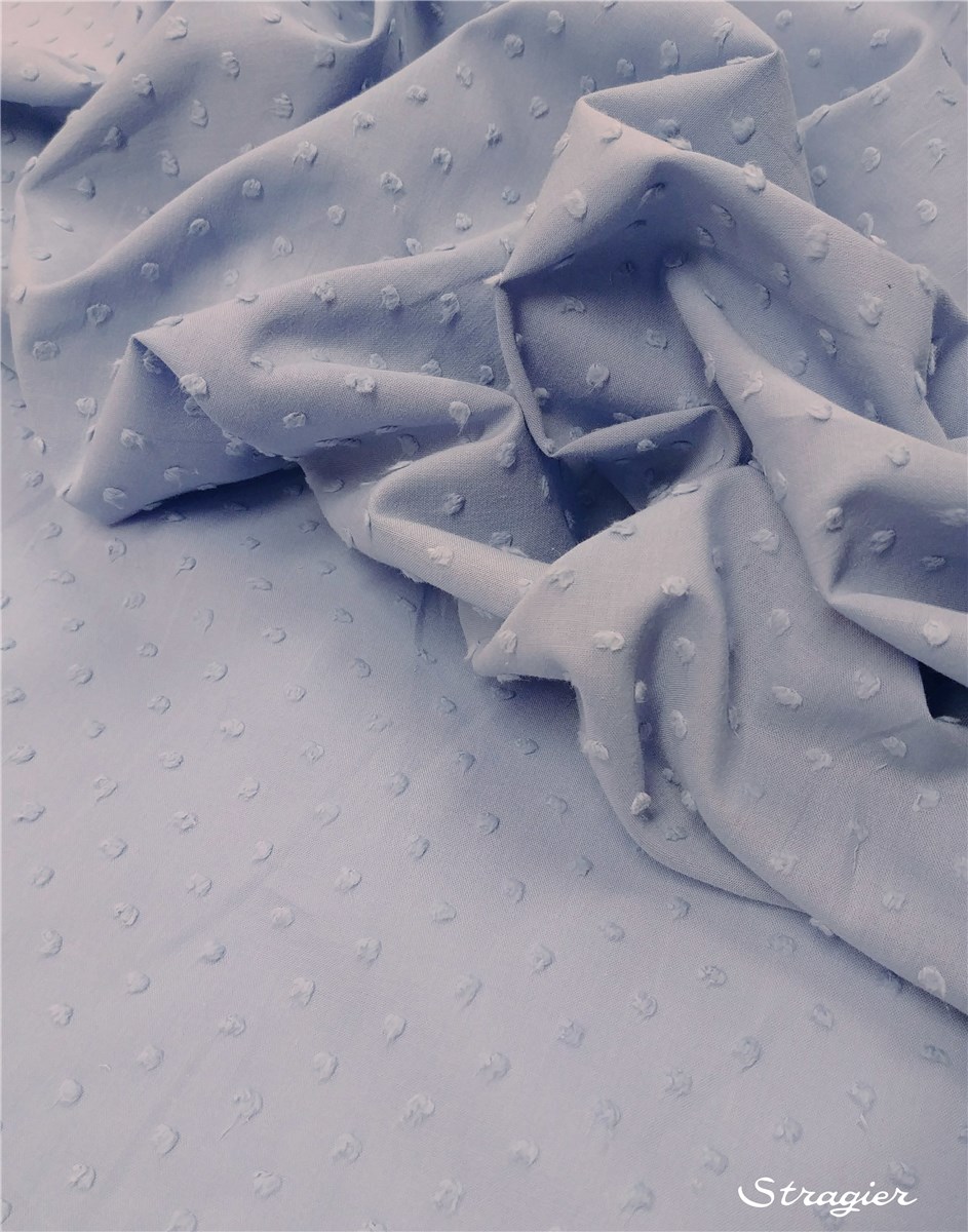 Batiste de Coton Plumetis - uni - Bleu cendré 