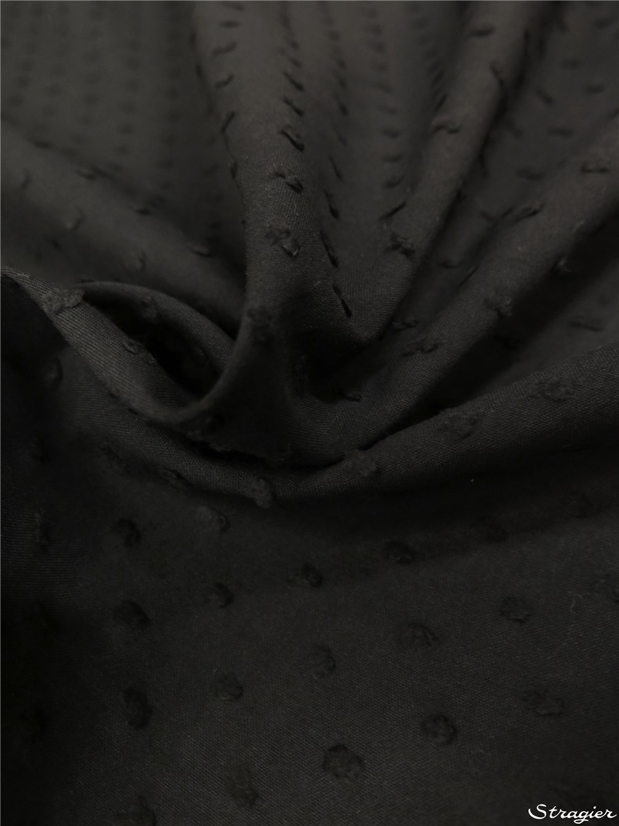 Batiste de Coton Plumetis - uni - Noir 