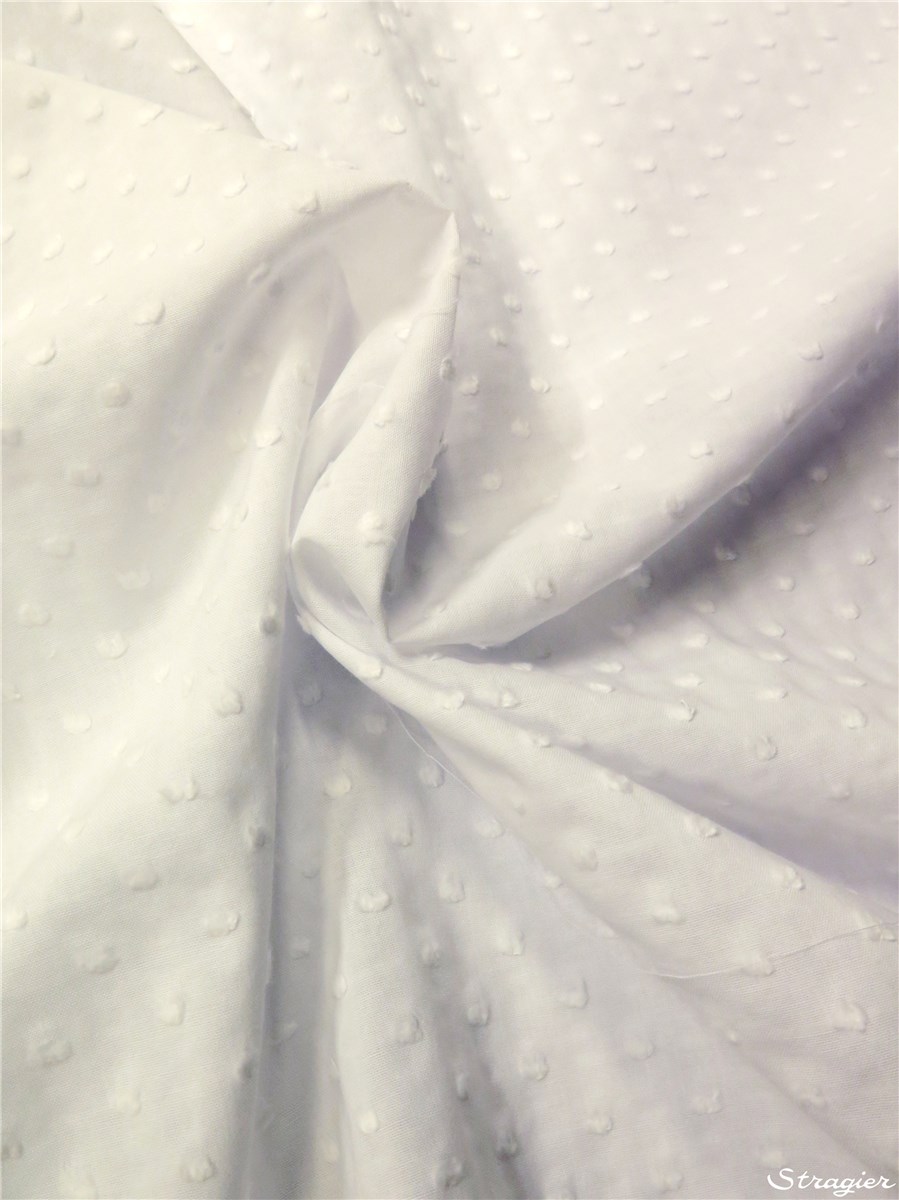 Batiste de Coton Plumetis - uni - Blanc