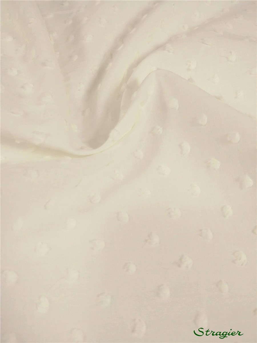 Batiste de Coton Plumetis - uni - Ivoire