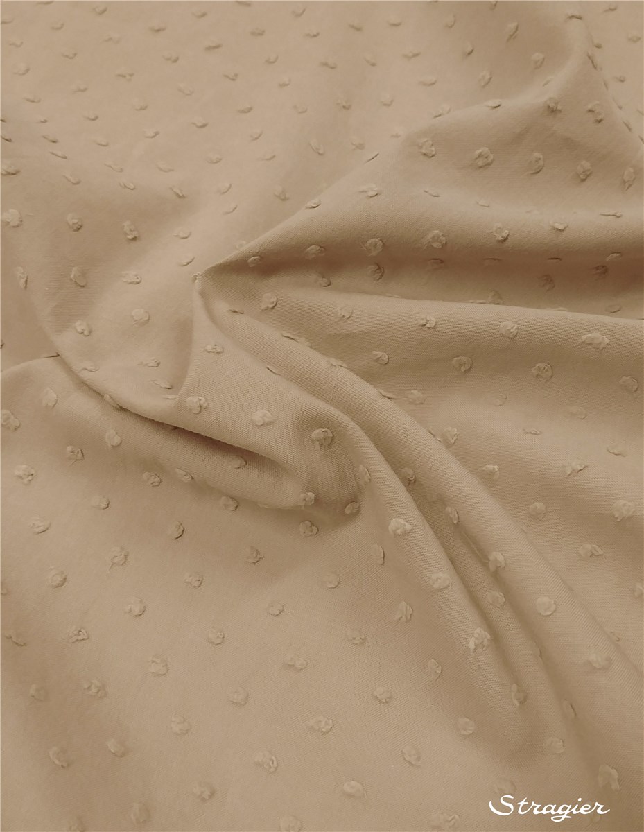 Cotton Batiste - Swiss Dots - Plain - Beige taupé