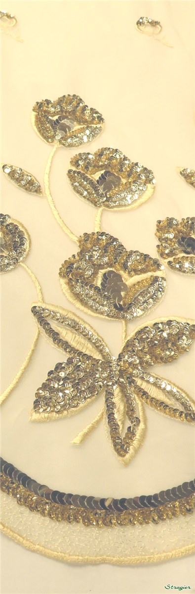 Tulle brodé pailleté - Quintessence - Rose des Sables - 180 cm