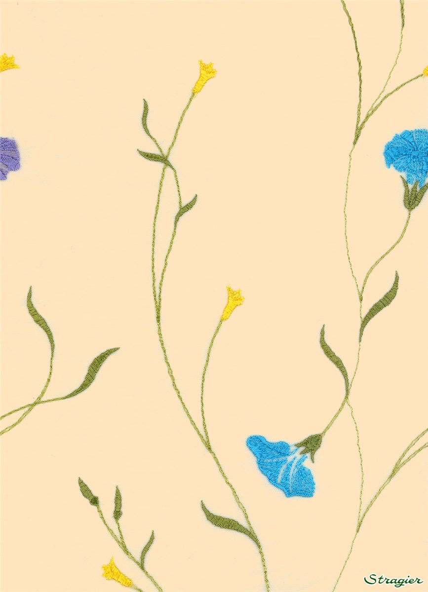 Broderie fine sur tulle invisible - 010247 - Peau-Pastel - 139 cm