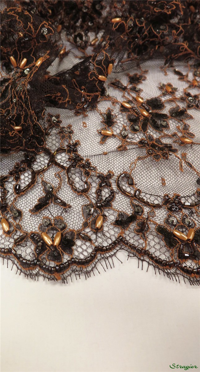 Beaded Chantilly Lace - Juliana - Chocolat - 90 cm